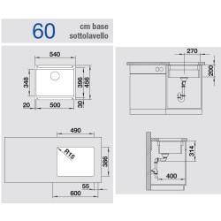 Blanco ETAGON 500-U Sottotop Ceramica Nero 1525155