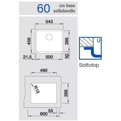 Blanco SUBLINE 500-U Sottotop Ceramica Nero 1514515 - 523740