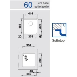 Blanco SUBLINE 375-U Sottotop Ceramica Magnolia 1519595