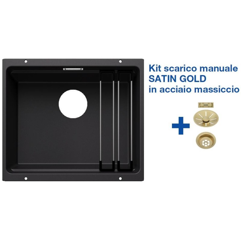 Blanco ETAGON 500-U Nero + Set Satin Gold - 3525887