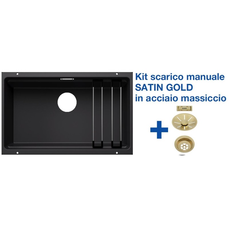 Blanco ETAGON 700-U Nero + Set Satin Gold - 3525891